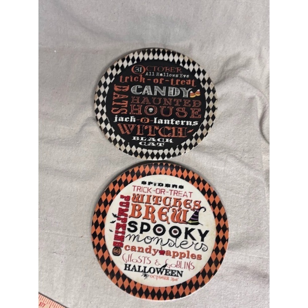 Crafted International 9'' Halloween Plates Set of 2 Cookie Treat Plate Decor